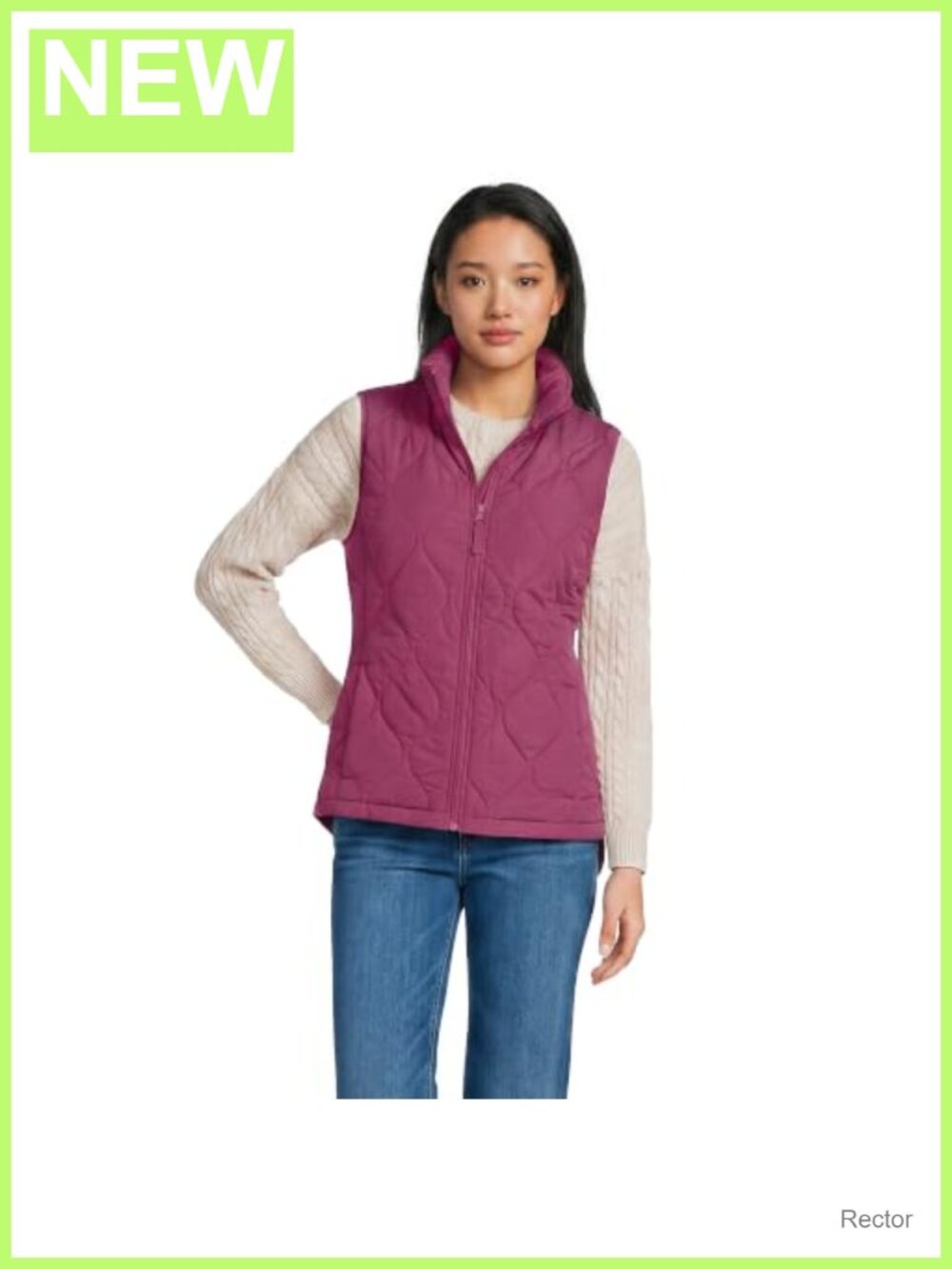 Womens Quilted Puffer Vest Recycled Polyester Sleeveless Zip Up Vest